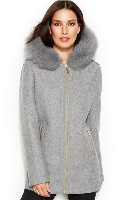 michael kors real fur jacket|Michael Kors wool winter coats.